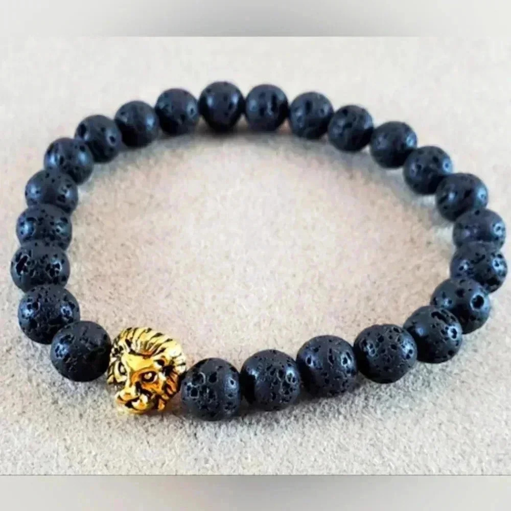 Lava Rock Stone Lion bracelet